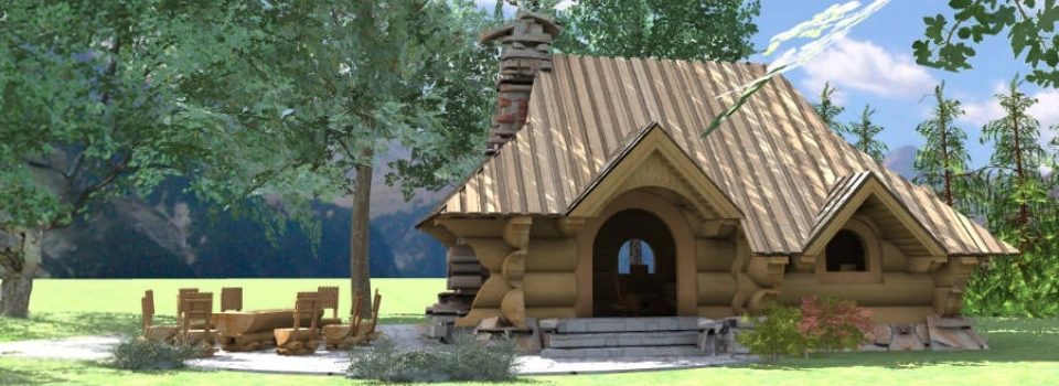 dom z drewnianym dachem